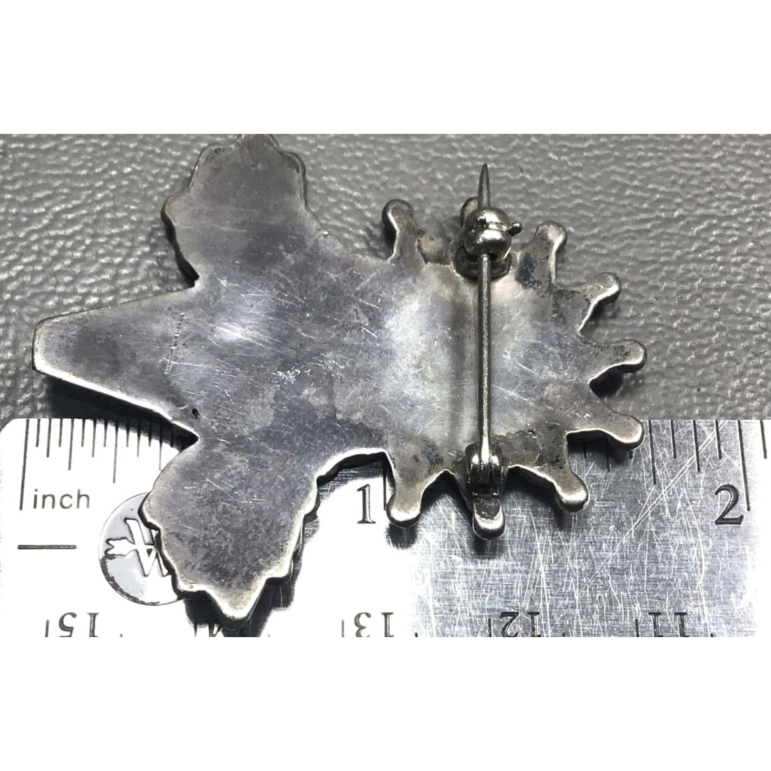 Vintage Zuni Turquoise Flower Pin Brooch Sterling Silver