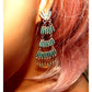 Zuni Needlepoint Turquoise Dangle Statement Earrings Sterling Silver 4"