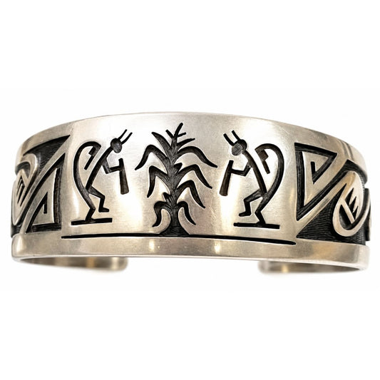 Vintage Hopi George Phillips Sterling Silver Cuff Bracelet 50g Native American