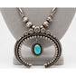 Vintage Navajo Squash Blossom Naja Necklace Sterling Silver Turquoise Navajo Pearls