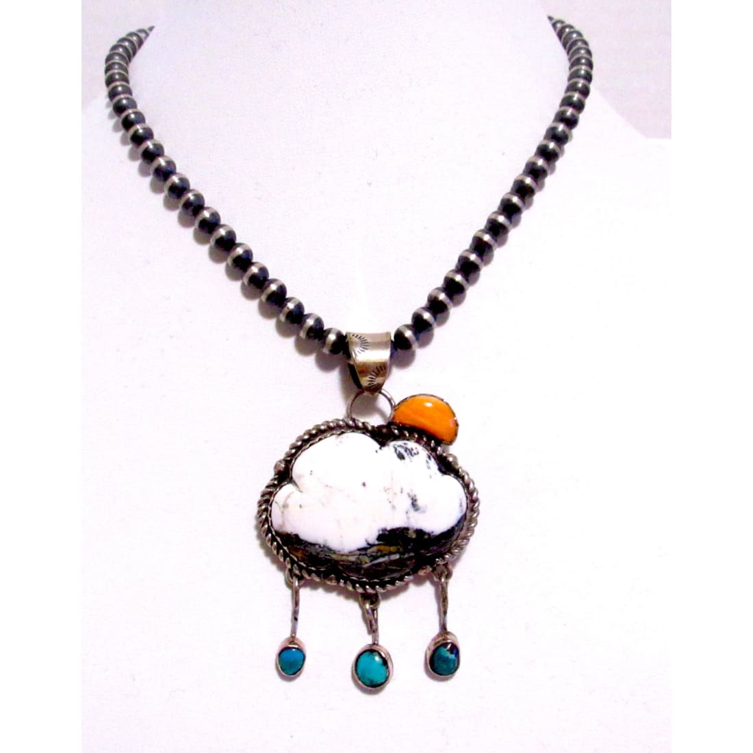 Navajo Rainy Cloud with Sun Pendant Necklace Adam Fierro