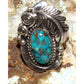 Navajo Number 8 Blossom Turquoise Ring Size 8.5 Sterling Silver Signed