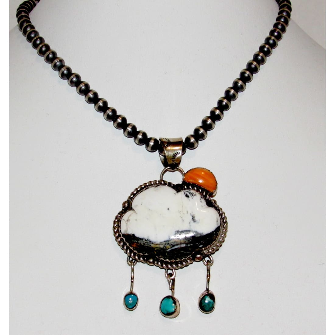 Navajo Rainy Cloud with Sun Pendant Necklace Adam Fierro