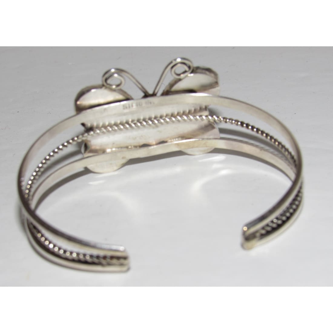 Navajo Kingman Turquoise Butterfly Cuff Bracelet Sterling Silver Signed