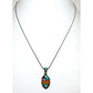 Vintage Navajo Turquoise Spiny Channel Inlay Pendant Sterling Silver Necklace Signed
