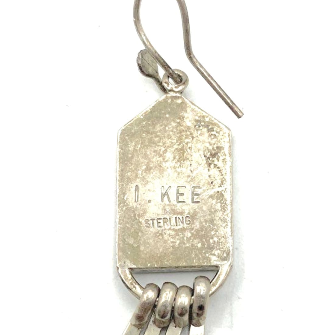 Navajo Turquoise Inlay Dangle Earrings Lapis Malachite Sterling Silver Vintage I. Kee