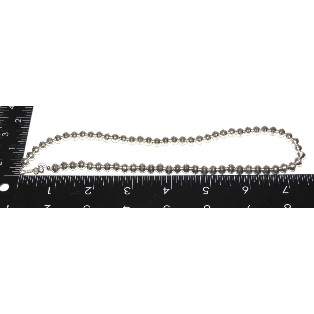 Handmade Navajo Pearls Necklace Sterling Silver 6mm Saucer Beads 16"L G Benally