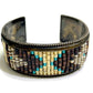 Vintage Navajo Shell Bead Turquoise Inlay Cuff Bracelet L. Charley Sterling Silver
