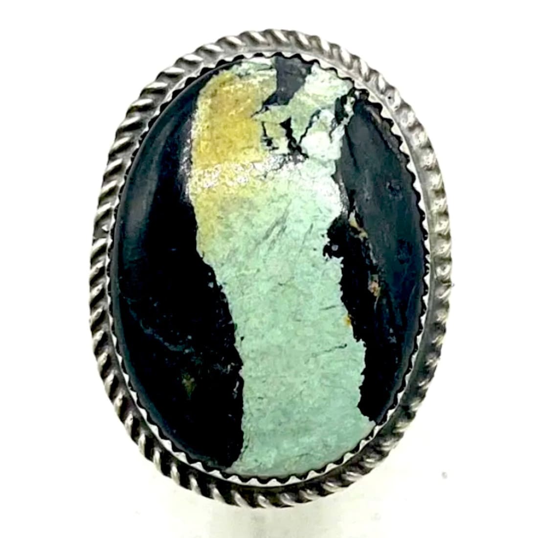Navajo Black Jack Turquoise Ring Sterling Silver Sz 9 Adjustable D. Nez
