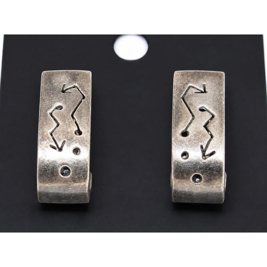 Vintage Mexican Silver Modernist Hoop Earrings