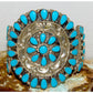 Navajo Turquoise Cluster Sterling Silver Cuff Bracelet D. Wauneka