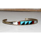 Zuni Inlay Turquoise Coral Bracelet Sterling Silver C. Weebothee Stacker