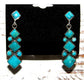 Vintage Navajo Turquoise Cluster Sterling Silver Dangle Earrings Native Signed