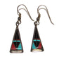 Navajo Turquoise Jet Inlay Earrings Sterling Silver Teme Sunburst Handcarfts