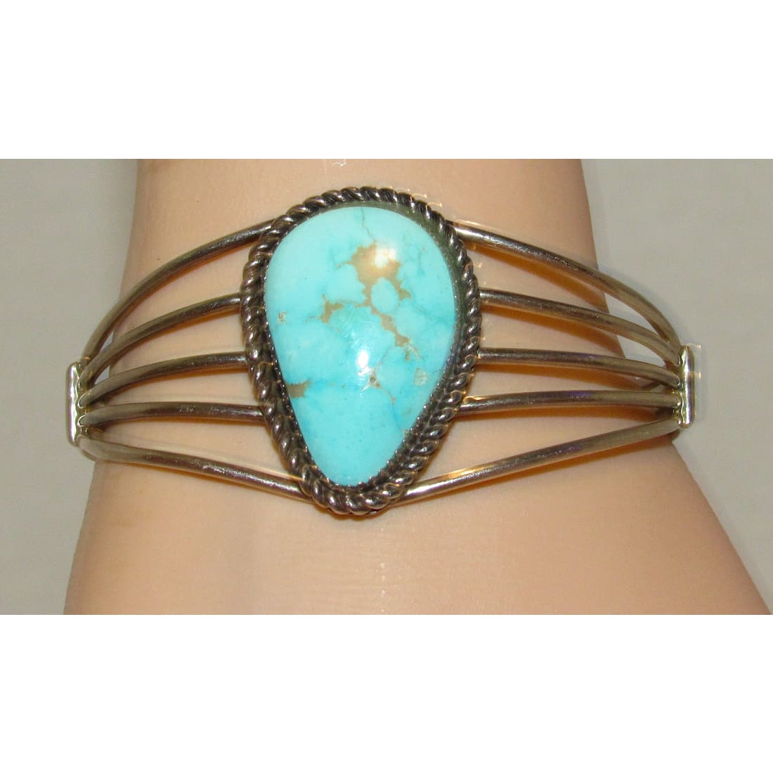 Vintage Navajo Dry Creek Turquoise Cuff Bracelet Sterling Silver Pete Morgan