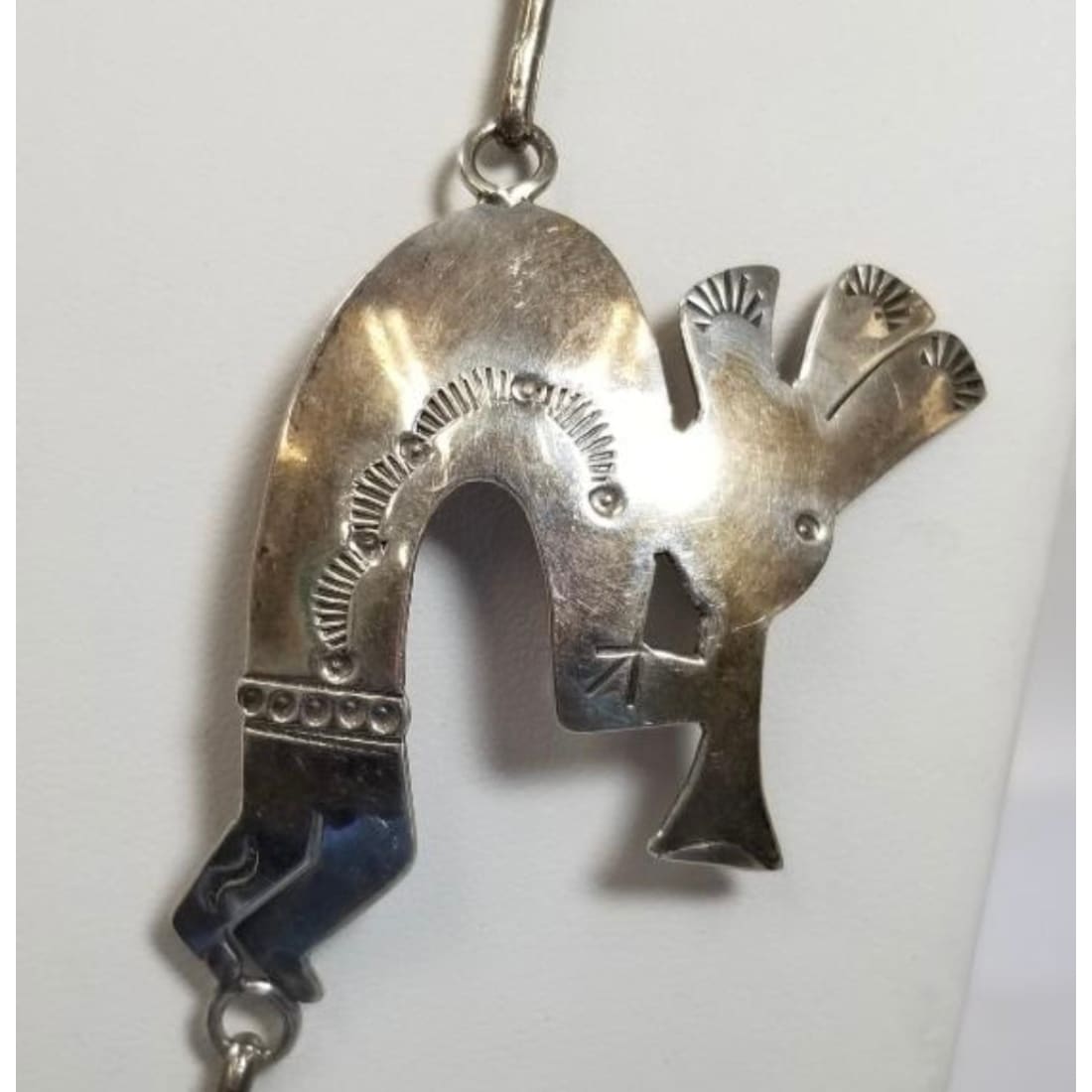 Vintage Navajo Kokopelli Squash Blossom Necklace Sterling Silver