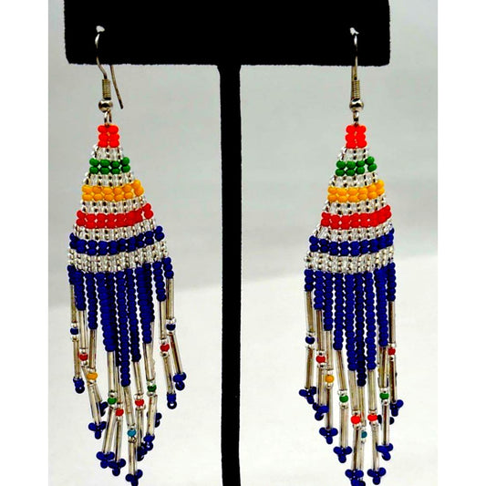Vintage Native American Beaded Dangle Earrings - Plains Indigenous Artist