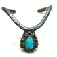 Vintage Navajo Sterling Silver Turquoise V Shaped Cuff Ingot Old Pawn Signed
