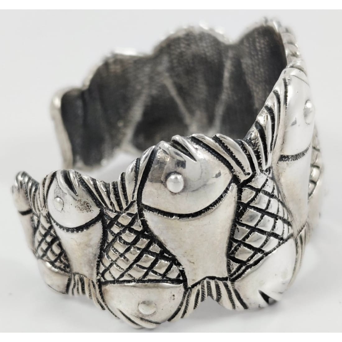 Vintage Taxco Mexico Fish Cuff Bracelet Sterling Silver - TM-90 Mexico, 62.5g