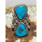 Navajo Kingman Turquoise Statement Ring Sz 7 Sterling Silver Signed
