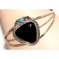 Navajo Cuff Bracelet Onyx Turquoise Sterling Silver Native American S. Yazzie