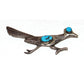 Old Pawn Navajo Roadrunner Turquoise Sterling Silver Brooch Pin