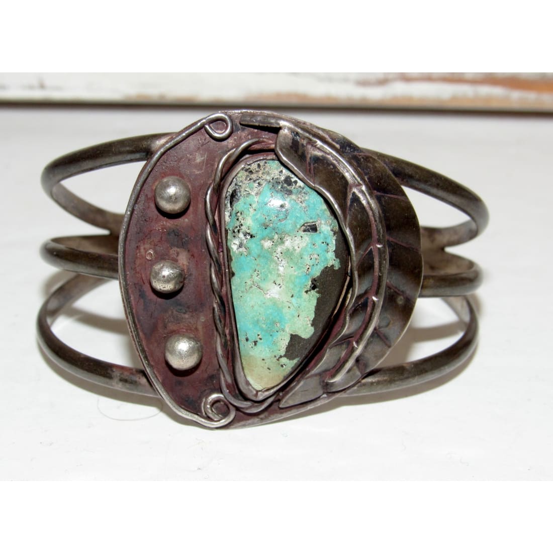 Old Pawn Navajo Cripple Creek Turquoise Bracelet Sterling Silver