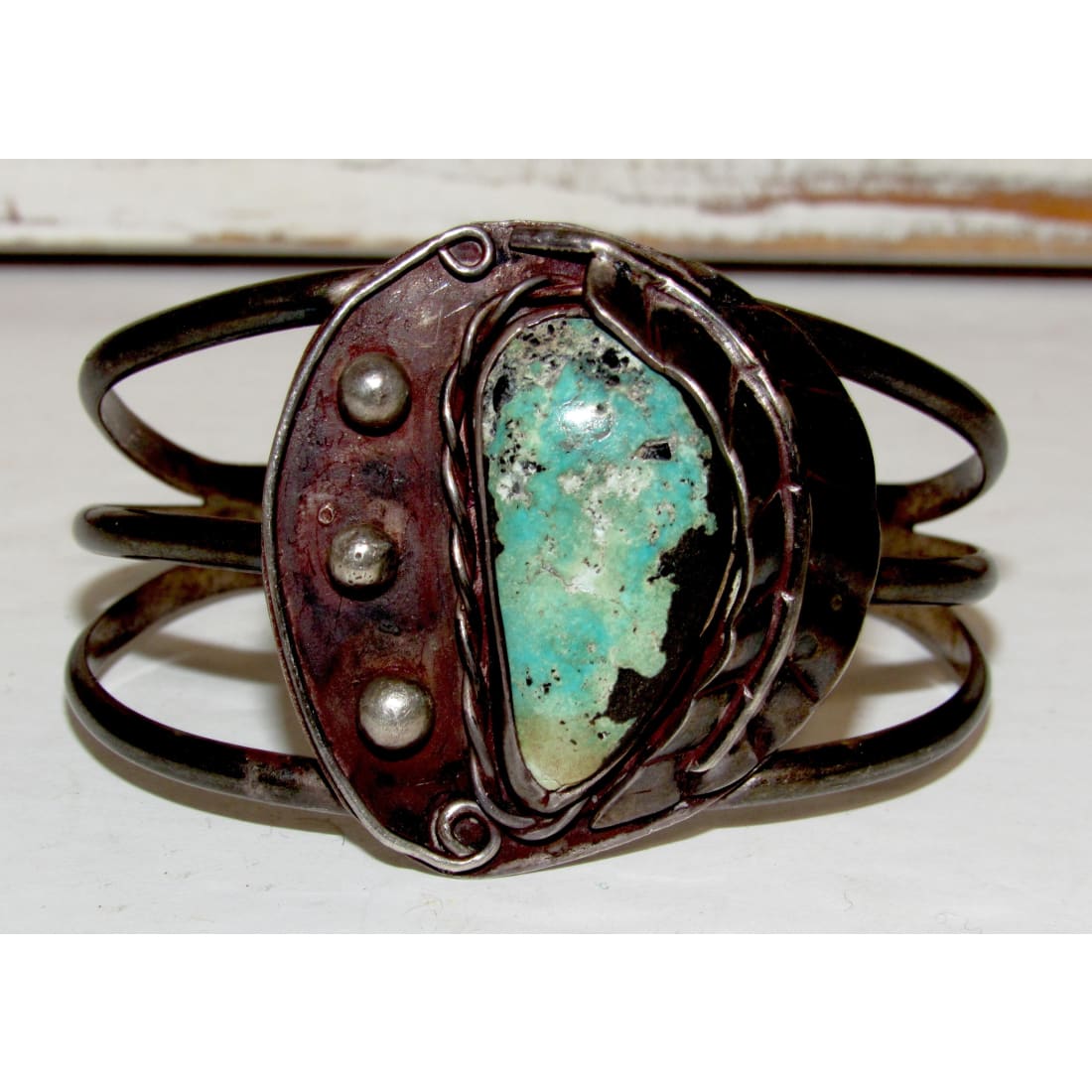Old Pawn Navajo Cripple Creek Turquoise Bracelet Sterling Silver