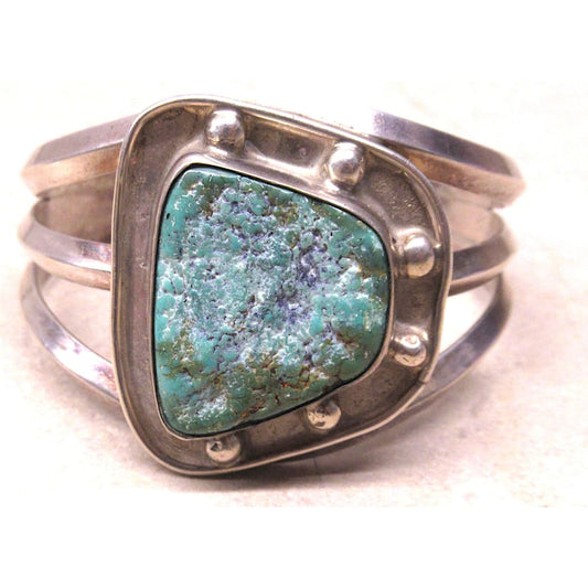 Vintage Navajo Turquoise Cuff Bracelet Sterling Silver Native American