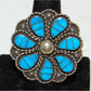 Zuni Turquoise Inlay Statement Ring Sz 7 F. Lowsayatee Sterling Silver