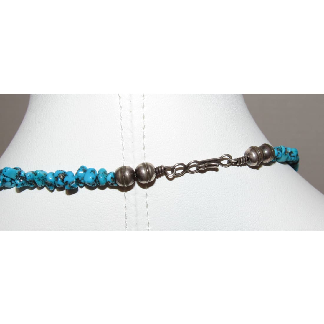 Navajo Kingman Mine Turquoise Heishi Necklace 18" Sterling Silver