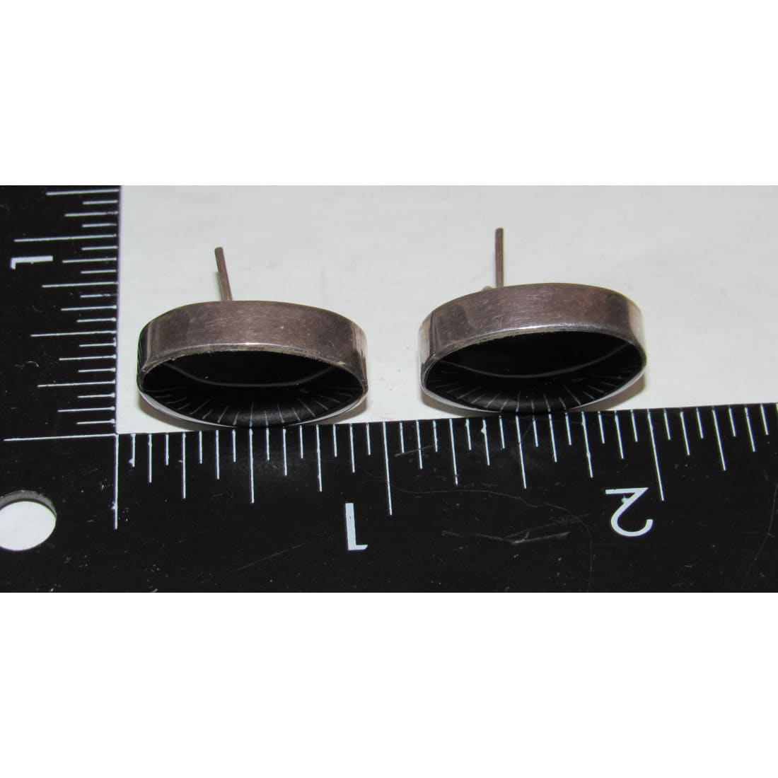 Vintage Taxco Black Onyx Post Earrings Sterling Silver Signed