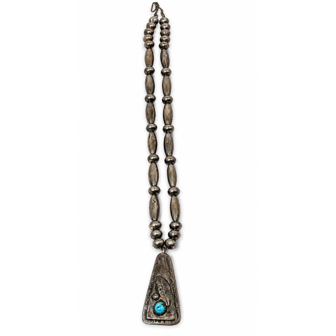 Vintage Navajo Kingman Turquoise Pendant Sterling Navajo Pearls Necklace A Begay
