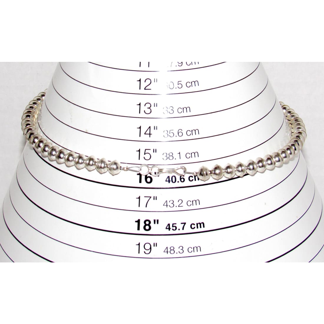 Handmade Navajo Pearls Necklace Sterling Silver 6mm Saucer Beads 16"L G Benally