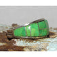 Navajo Green Gaspeite Cobble Inlay Ring Sz 7 Sterling Silver E Yazzie