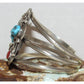 Old Pawn Navajo Turquoise Coral Sterling Silver Blossom Statement Cuff Bracelet