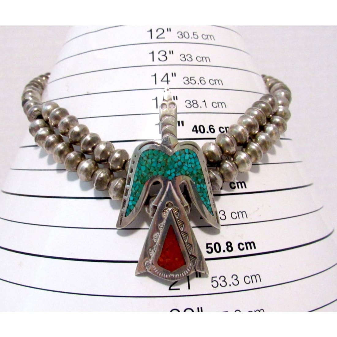 Old Pawn Navajo Peyote Bird Navajo Pearls Necklace W. Singer Sterling Turquoise