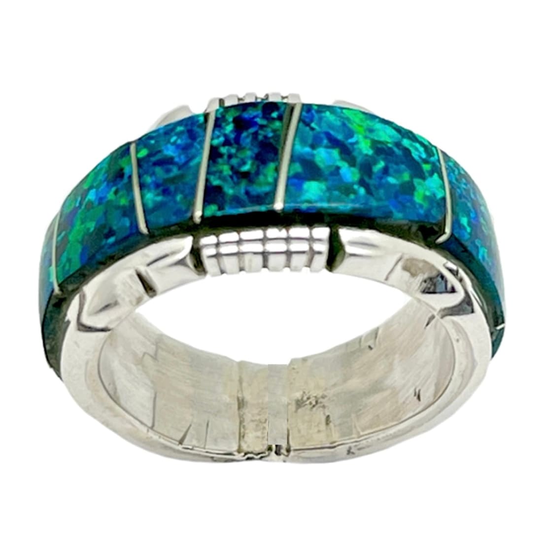 Navajo Opal Inlay Ring Sz 8 Sterling Silver Steve Francisco Native American