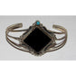 Navajo Cuff Bracelet Onyx Turquoise Sterling Silver Native American S. Yazzie