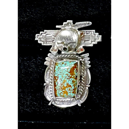 Navajo Butterfly Kachina Pendant Number 8 Turquoise Sterling Silver Bennie Ration