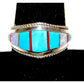 Zuni Turquoise Opal Coral Inlay Ring Sz 7.5 Sterling Silver D. Luna