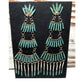Zuni Needlepoint Turquoise Dangle Statement Earrings Sterling Silver 4"