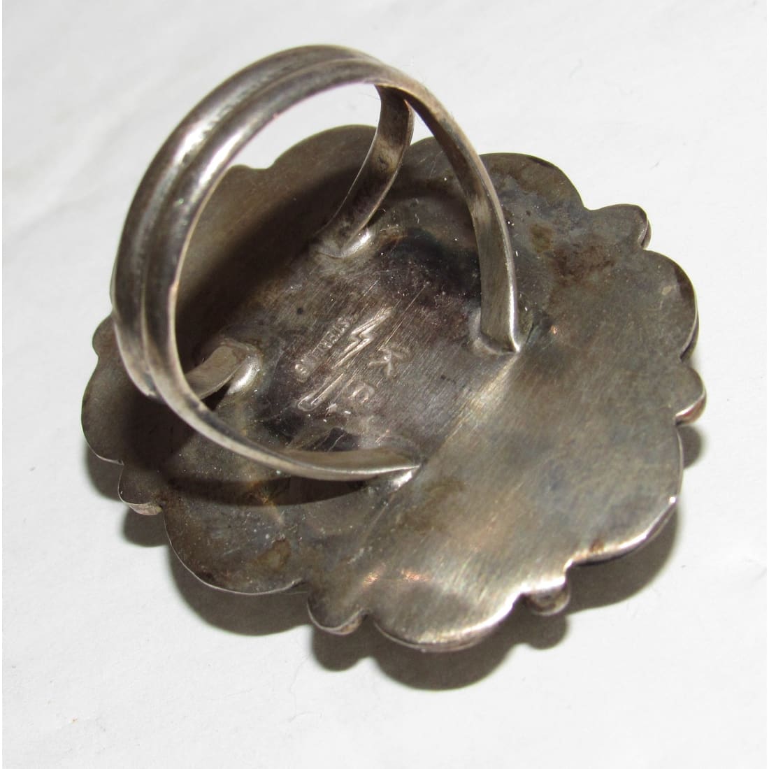 Navajo Kingman Turquoise Statement Ring Sz 6.5 Sterling Silver