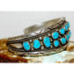 Vintage Navajo Kingman Turquoise Cluster Cuff Bracelet I. Chee Sterling Silver