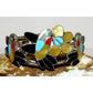 Vintage Zuni Inlay Hummingbird Cuff Bracelet Sterling Silver Jet Turquoise Shell