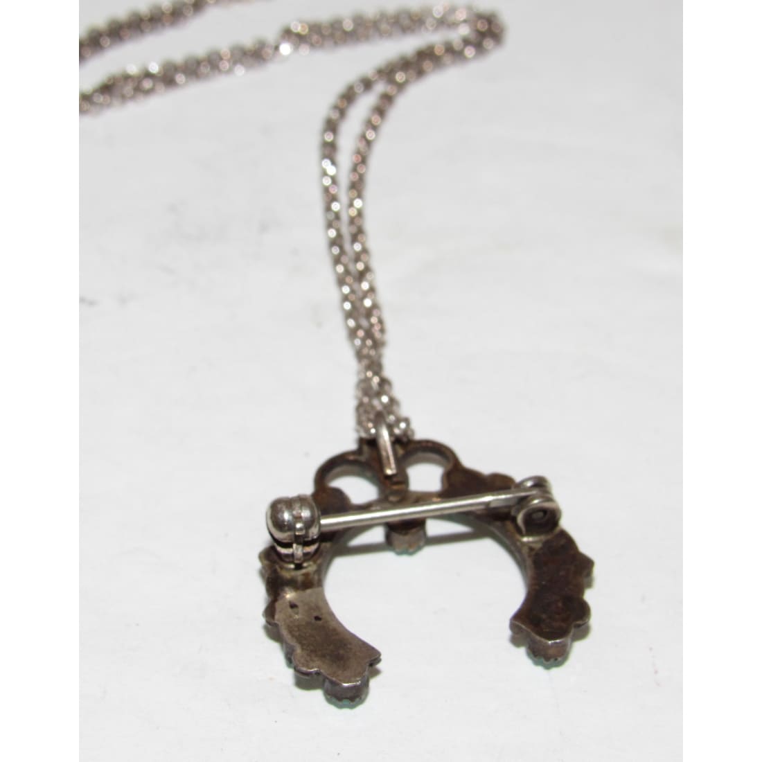 Old Pawn Zuni Snake Eye Turquoise Naja Pin Pendant Necklace