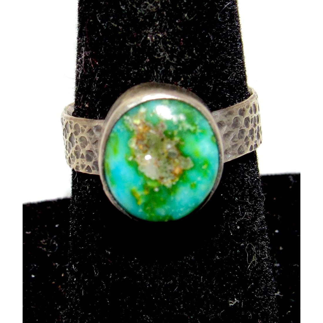 Navajo Sonoran Gold Turquoise Ring Sz 7 Sterling Silver Eli Skeets