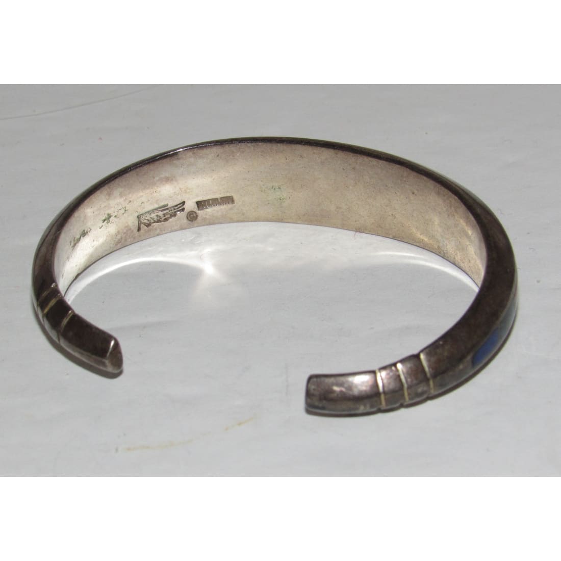 Navajo Sterling Silver Carinated Bracelet Coral Lapis & Turquoise by Ray Tracey