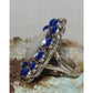 Navajo Mother of Pearl Ring Lapis Lazuli Cluster Ring Size 8.5 Sterling Silver