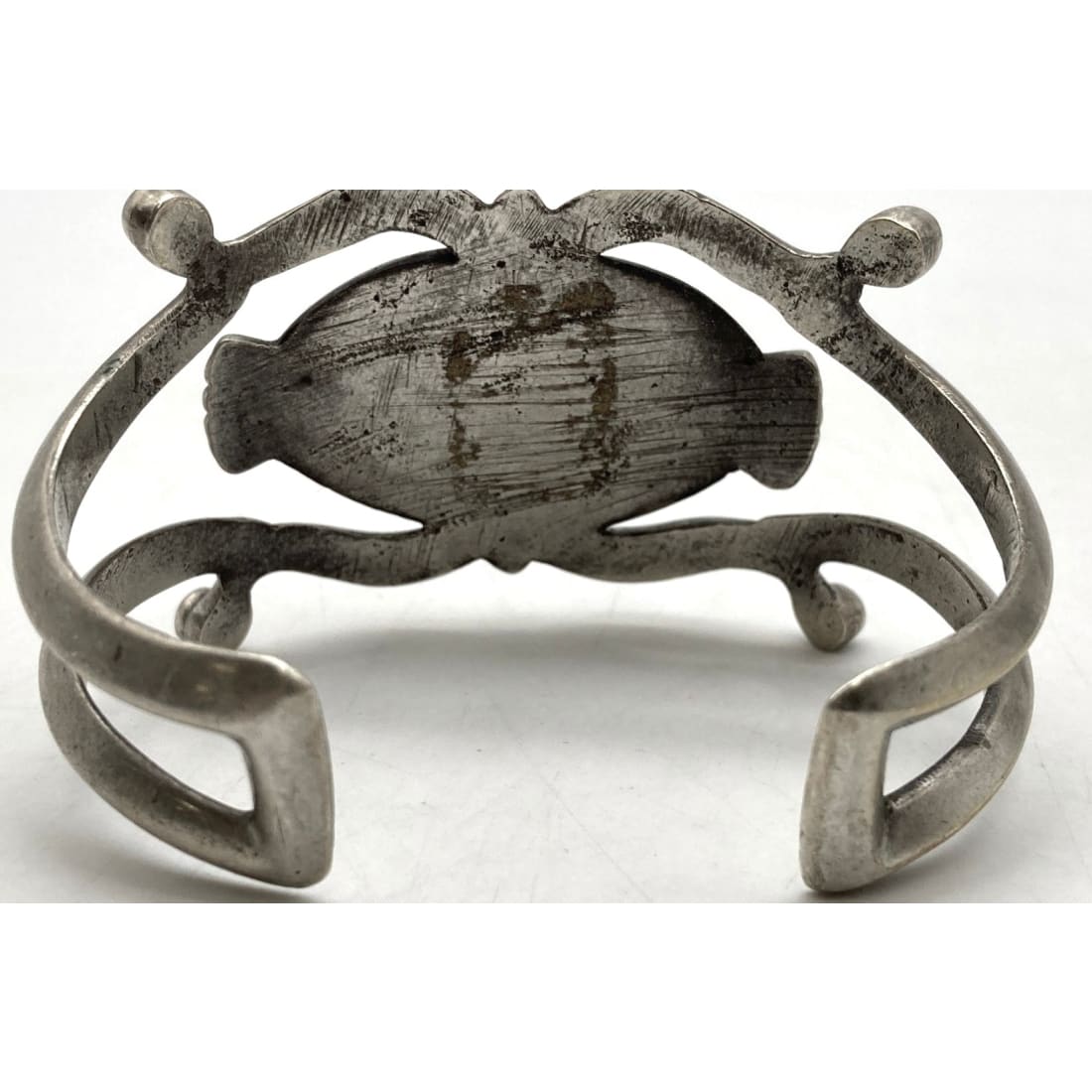 Old Pawn Navajo Morenci Turquoise Cuff Bracelet Sterling Silver 50G
